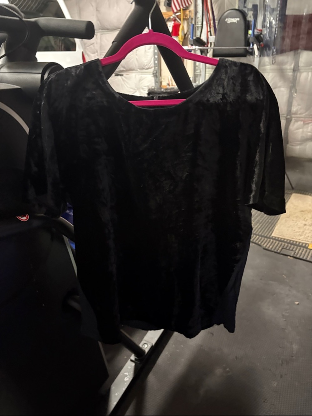 Lucky Brand Black Velvet Short-Sleeve Blouse